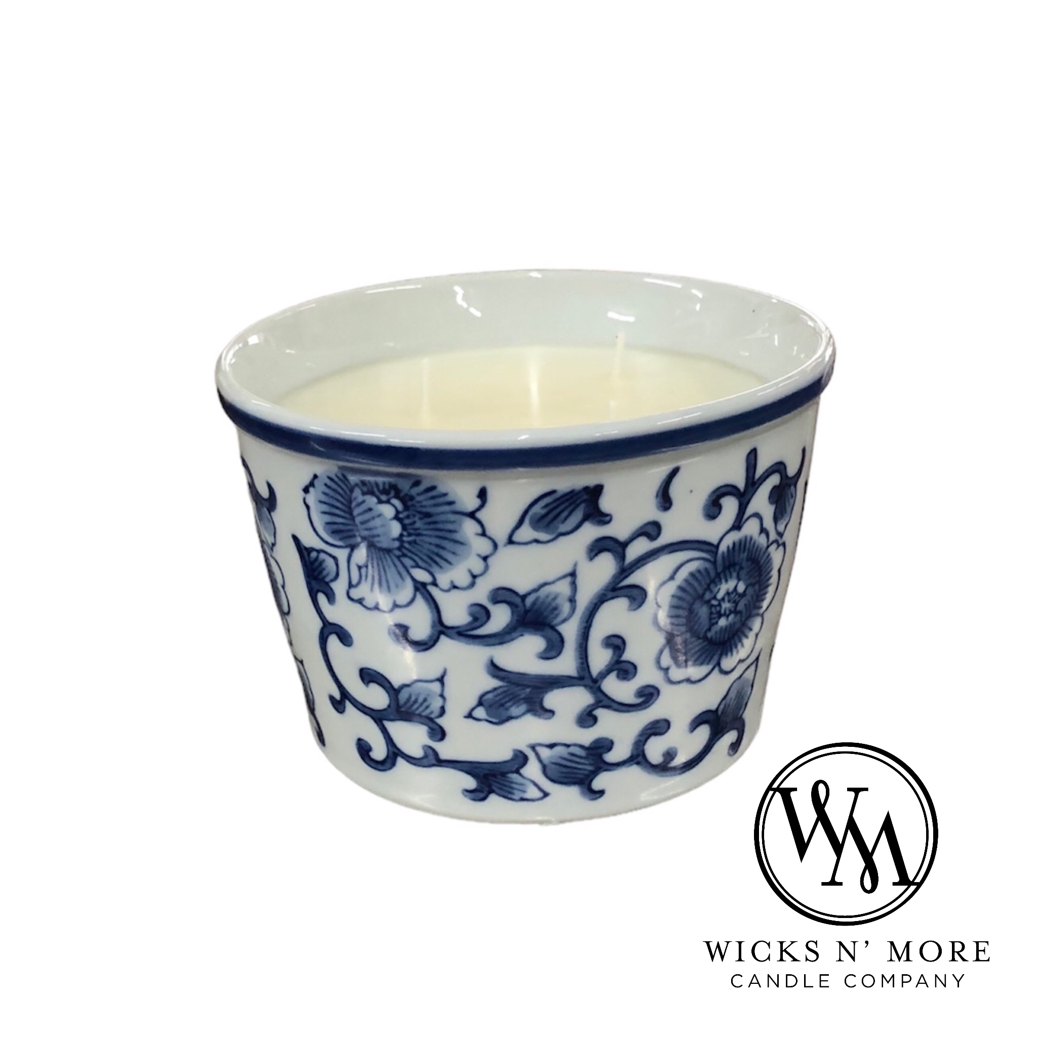 Blue Floral Chinoiserie Scented 3-wick Candle