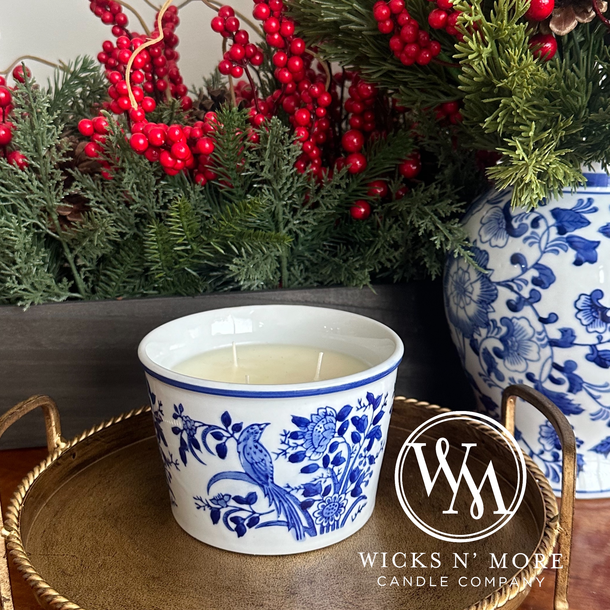 Blue Bird Chinoiserie Scented 3-wick Candle