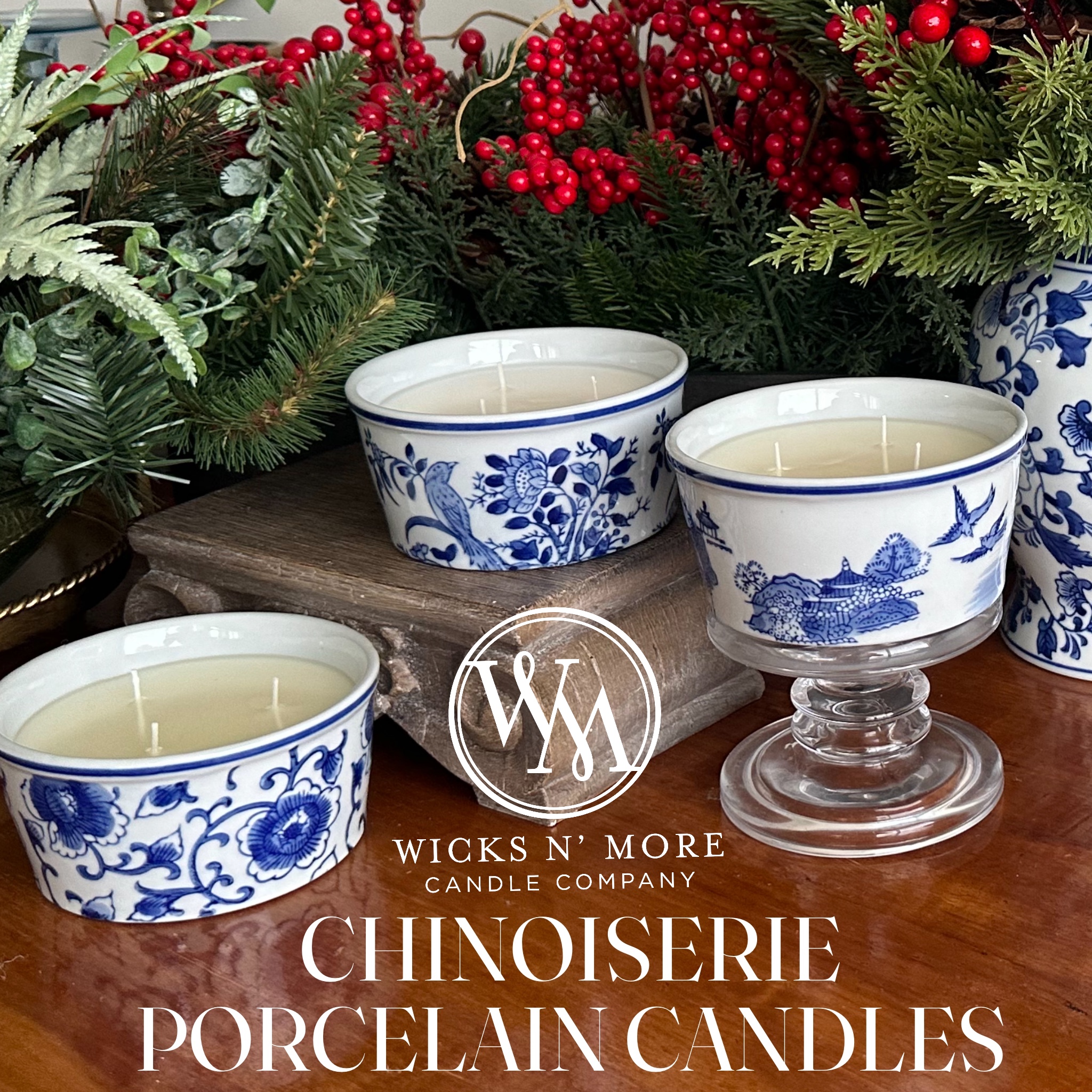 14 oz Blue Bird Chinoiserie Scented 3-wick Candle